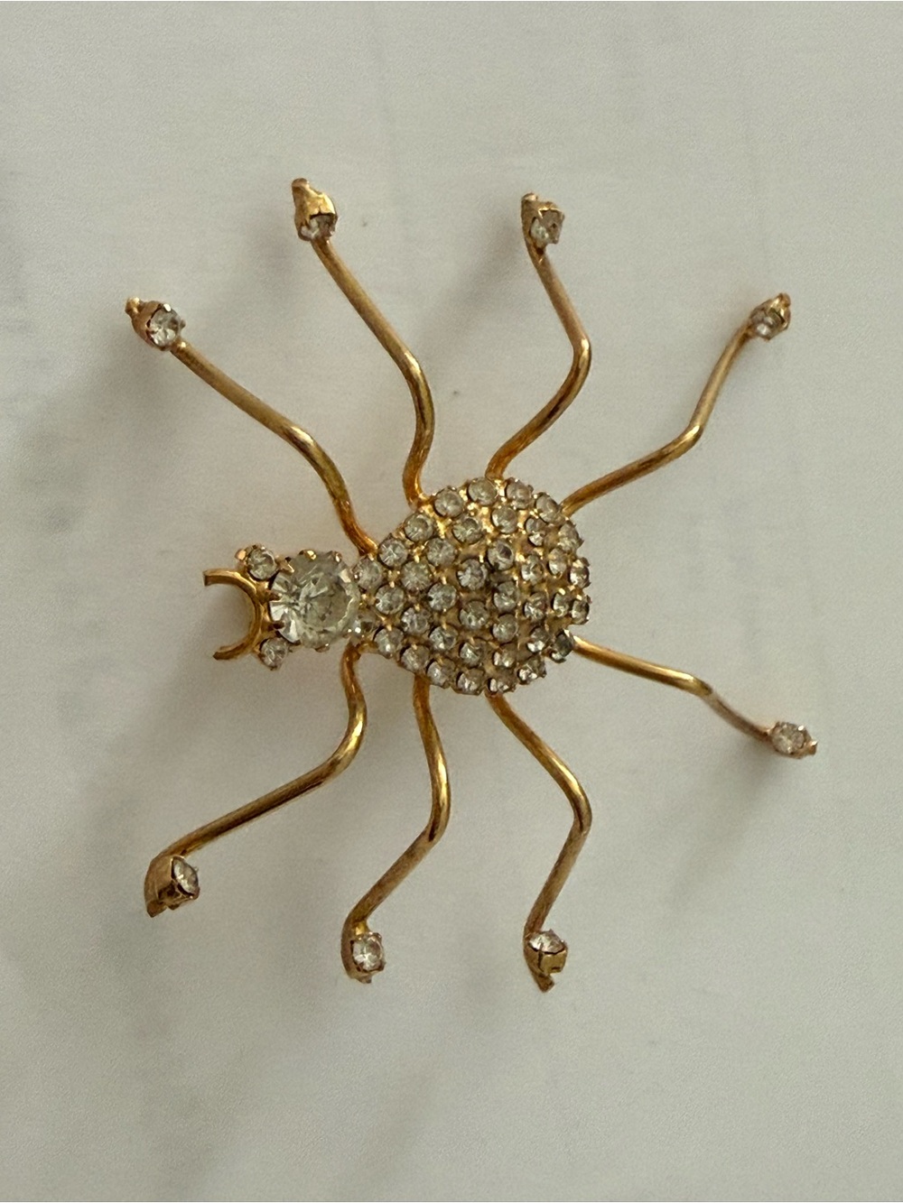 Gold-Tone Crystal Spider Brooch - Women Jewelry